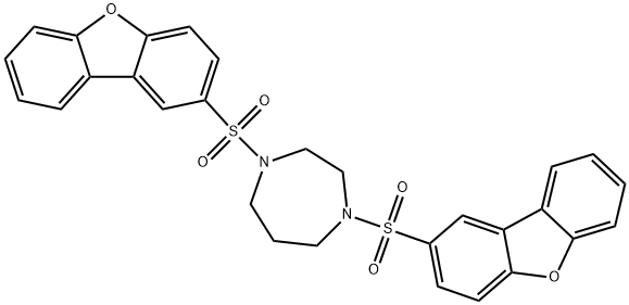 1,4-bis(dibenzofuran-2-ylsulfonyl)-1,4-diazepane 化学構造式