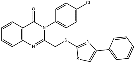 3-(4-chlorophenyl)-2-[(4-phenyl-1,3-thiazol-2-yl)sulfanylmethyl]quinazolin-4-one 化学構造式