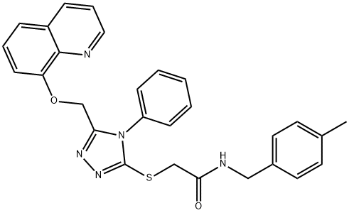 N-[(4-methylphenyl)methyl]-2-[[4-phenyl-5-(quinolin-8-yloxymethyl)-1,2,4-triazol-3-yl]sulfanyl]acetamide Structure