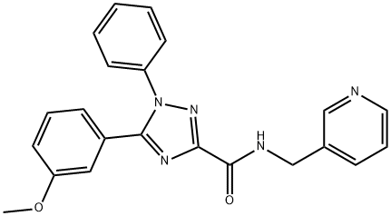 5-(3-methoxyphenyl)-1-phenyl-N-(pyridin-3-ylmethyl)-1,2,4-triazole-3-carboxamide 化学構造式