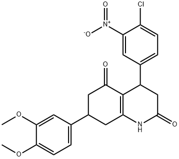 4-(4-chloro-3-nitrophenyl)-7-(3,4-dimethoxyphenyl)-1,3,4,6,7,8-hexahydroquinoline-2,5-dione Struktur