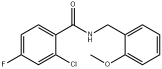 2-chloro-4-fluoro-N-[(2-methoxyphenyl)methyl]benzamide 化学構造式