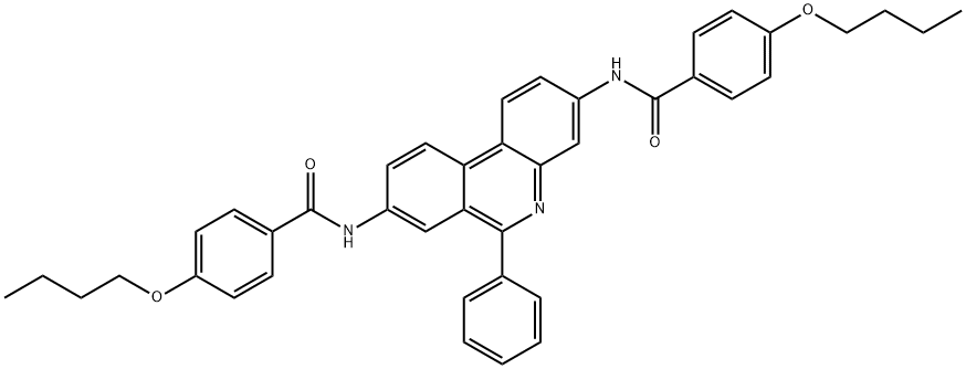 4-butoxy-N-[3-[(4-butoxybenzoyl)amino]-6-phenylphenanthridin-8-yl]benzamide 化学構造式