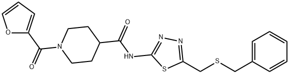 N-[5-(benzylsulfanylmethyl)-1,3,4-thiadiazol-2-yl]-1-(furan-2-carbonyl)piperidine-4-carboxamide Structure