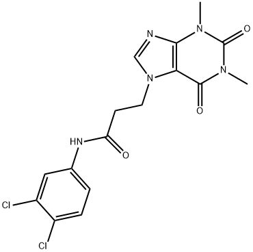 N-(3,4-dichlorophenyl)-3-(1,3-dimethyl-2,6-dioxopurin-7-yl)propanamide 化学構造式