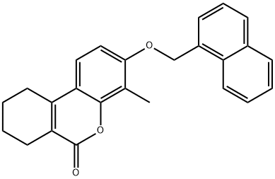 4-methyl-3-(naphthalen-1-ylmethoxy)-7,8,9,10-tetrahydrobenzo[c]chromen-6-one Struktur