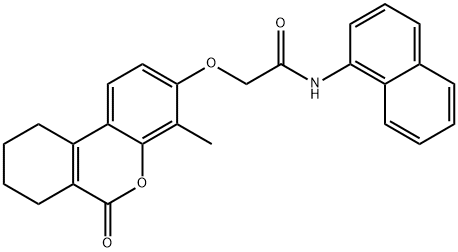 2-[(4-methyl-6-oxo-7,8,9,10-tetrahydrobenzo[c]chromen-3-yl)oxy]-N-naphthalen-1-ylacetamide 化学構造式