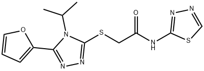 2-[[5-(furan-2-yl)-4-propan-2-yl-1,2,4-triazol-3-yl]sulfanyl]-N-(1,3,4-thiadiazol-2-yl)acetamide Structure