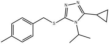 3-cyclopropyl-5-[(4-methylphenyl)methylsulfanyl]-4-propan-2-yl-1,2,4-triazole Struktur