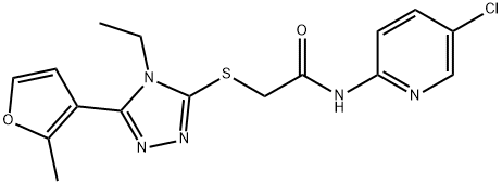 N-(5-chloropyridin-2-yl)-2-[[4-ethyl-5-(2-methylfuran-3-yl)-1,2,4-triazol-3-yl]sulfanyl]acetamide Structure