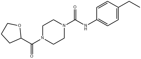 N-(4-ethylphenyl)-4-(oxolane-2-carbonyl)piperazine-1-carboxamide 结构式