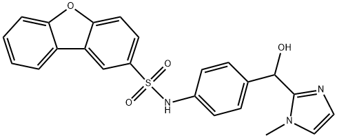 N-[4-[hydroxy-(1-methylimidazol-2-yl)methyl]phenyl]dibenzofuran-2-sulfonamide Struktur