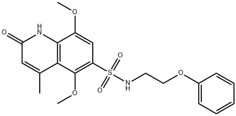 5,8-dimethoxy-4-methyl-2-oxo-N-(2-phenoxyethyl)-1H-quinoline-6-sulfonamide Struktur