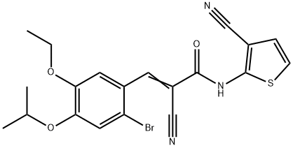 (E)-3-(2-bromo-5-ethoxy-4-propan-2-yloxyphenyl)-2-cyano-N-(3-cyanothiophen-2-yl)prop-2-enamide,890573-34-9,结构式