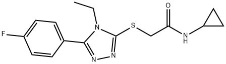 N-cyclopropyl-2-[[4-ethyl-5-(4-fluorophenyl)-1,2,4-triazol-3-yl]sulfanyl]acetamide 结构式