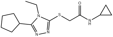 2-[(5-cyclopentyl-4-ethyl-1,2,4-triazol-3-yl)sulfanyl]-N-cyclopropylacetamide,891332-47-1,结构式