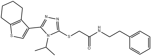 N-(2-phenylethyl)-2-[[4-propan-2-yl-5-(4,5,6,7-tetrahydro-1-benzothiophen-3-yl)-1,2,4-triazol-3-yl]sulfanyl]acetamide Structure