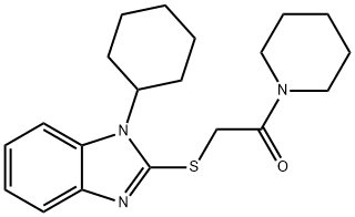 2-(1-cyclohexylbenzimidazol-2-yl)sulfanyl-1-piperidin-1-ylethanone Struktur