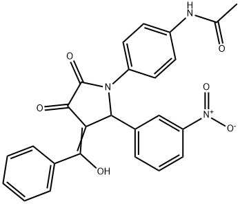 N-[4-[(3E)-3-[hydroxy(phenyl)methylidene]-2-(3-nitrophenyl)-4,5-dioxopyrrolidin-1-yl]phenyl]acetamide Struktur