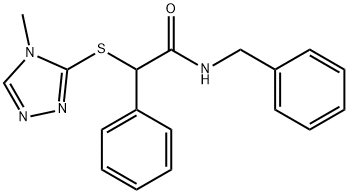 N-benzyl-2-[(4-methyl-1,2,4-triazol-3-yl)sulfanyl]-2-phenylacetamide 化学構造式