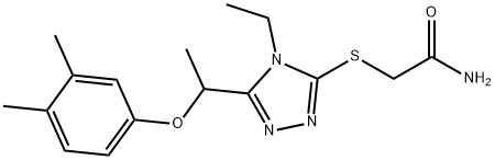 2-[[5-[1-(3,4-dimethylphenoxy)ethyl]-4-ethyl-1,2,4-triazol-3-yl]sulfanyl]acetamide Struktur