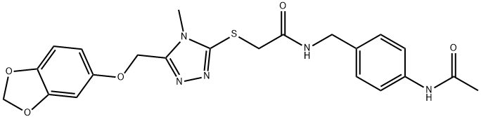 N-[(4-acetamidophenyl)methyl]-2-[[5-(1,3-benzodioxol-5-yloxymethyl)-4-methyl-1,2,4-triazol-3-yl]sulfanyl]acetamide Structure