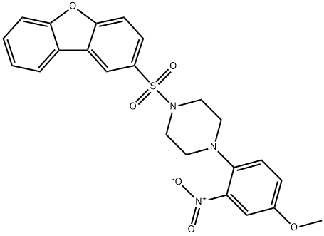 1-dibenzofuran-2-ylsulfonyl-4-(4-methoxy-2-nitrophenyl)piperazine Structure