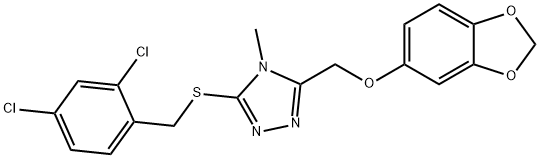 3-(1,3-benzodioxol-5-yloxymethyl)-5-[(2,4-dichlorophenyl)methylsulfanyl]-4-methyl-1,2,4-triazole 化学構造式