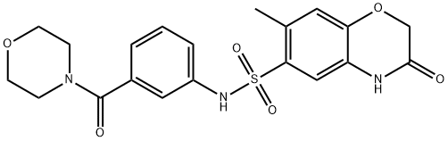 7-methyl-N-[3-(morpholine-4-carbonyl)phenyl]-3-oxo-4H-1,4-benzoxazine-6-sulfonamide,893774-13-5,结构式