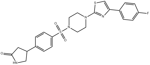 4-[4-[4-[4-(4-fluorophenyl)-1,3-thiazol-2-yl]piperazin-1-yl]sulfonylphenyl]pyrrolidin-2-one Struktur