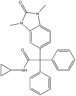 N-cyclopropyl-2-(1,3-dimethyl-2-oxobenzimidazol-5-yl)-2,2-diphenylacetamide Struktur