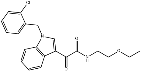 2-[1-[(2-chlorophenyl)methyl]indol-3-yl]-N-(2-ethoxyethyl)-2-oxoacetamide 化学構造式