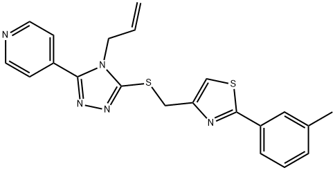 2-(3-methylphenyl)-4-[(4-prop-2-enyl-5-pyridin-4-yl-1,2,4-triazol-3-yl)sulfanylmethyl]-1,3-thiazole 结构式