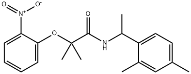 N-[1-(2,4-dimethylphenyl)ethyl]-2-methyl-2-(2-nitrophenoxy)propanamide 化学構造式