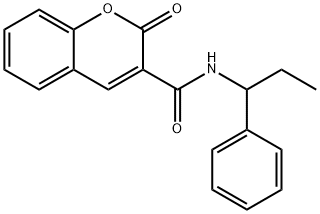 2-oxo-N-(1-phenylpropyl)chromene-3-carboxamide Struktur