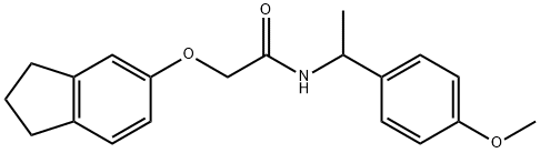 2-(2,3-dihydro-1H-inden-5-yloxy)-N-[1-(4-methoxyphenyl)ethyl]acetamide 化学構造式