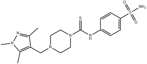 N-(4-sulfamoylphenyl)-4-[(1,3,5-trimethylpyrazol-4-yl)methyl]piperazine-1-carbothioamide 化学構造式