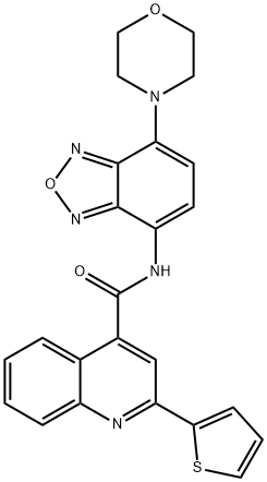 N-(4-morpholin-4-yl-2,1,3-benzoxadiazol-7-yl)-2-thiophen-2-ylquinoline-4-carboxamide Structure