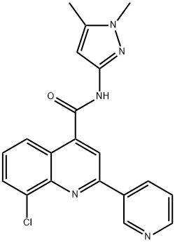 8-chloro-N-(1,5-dimethylpyrazol-3-yl)-2-pyridin-3-ylquinoline-4-carboxamide Struktur