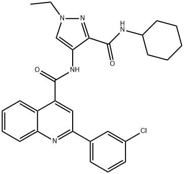 2-(3-chlorophenyl)-N-[3-(cyclohexylcarbamoyl)-1-ethylpyrazol-4-yl]quinoline-4-carboxamide 化学構造式