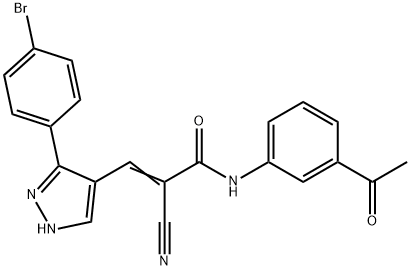 (E)-N-(3-acetylphenyl)-3-[5-(4-bromophenyl)-1H-pyrazol-4-yl]-2-cyanoprop-2-enamide,897511-17-0,结构式