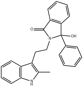 3-hydroxy-2-[2-(2-methyl-1H-indol-3-yl)ethyl]-3-phenylisoindol-1-one Struktur