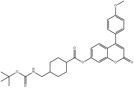 [4-(4-methoxyphenyl)-2-oxochromen-7-yl] 4-[[(2-methylpropan-2-yl)oxycarbonylamino]methyl]cyclohexane-1-carboxylate 结构式