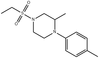 4-ethylsulfonyl-2-methyl-1-(4-methylphenyl)piperazine Struktur