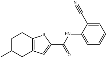 N-(2-cyanophenyl)-5-methyl-4,5,6,7-tetrahydro-1-benzothiophene-2-carboxamide 结构式