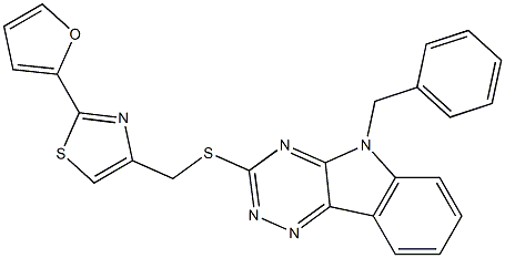 4-[(5-benzyl-[1,2,4]triazino[5,6-b]indol-3-yl)sulfanylmethyl]-2-(furan-2-yl)-1,3-thiazole Structure