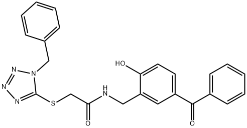 N-[(5-benzoyl-2-hydroxyphenyl)methyl]-2-(1-benzyltetrazol-5-yl)sulfanylacetamide 结构式