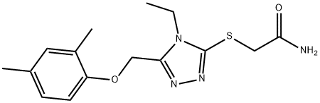 2-[[5-[(2,4-dimethylphenoxy)methyl]-4-ethyl-1,2,4-triazol-3-yl]sulfanyl]acetamide 化学構造式