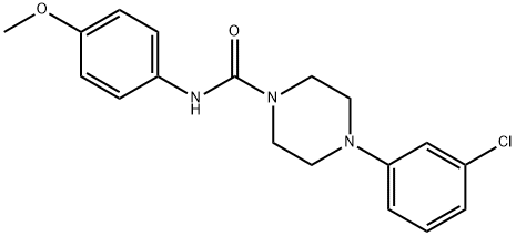 4-(3-chlorophenyl)-N-(4-methoxyphenyl)piperazine-1-carboxamide 化学構造式