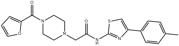 2-[4-(furan-2-carbonyl)piperazin-1-yl]-N-[4-(4-methylphenyl)-1,3-thiazol-2-yl]acetamide 结构式